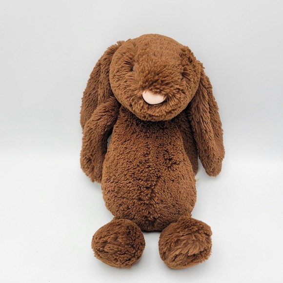 Jellycat Toys Jellycat Chocolate Bashful Bunny Rabbit Plush Stuffed Brown 2 Lovey Pink Nose